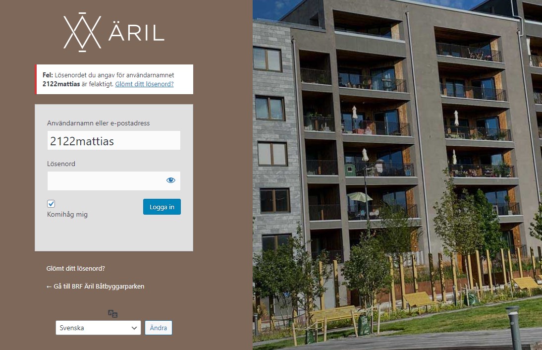 Inloggningsproblemen på aril.se